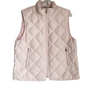 Tommy Hilfiger Down Puffer Jacket Vest Women L Pink Quilted Pockets Outdoor